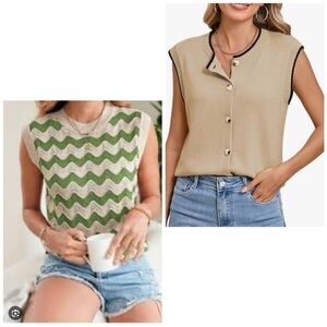 2 Adorable Knit Sleeveless Tops Size XL NWOT P2P 22 In